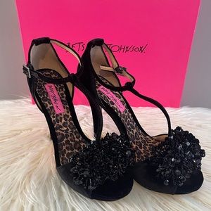 Betsey Johnson Velour T-Strap Peep Toe